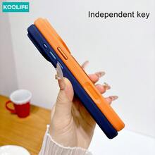 Koolife 1pc Navy Blue Magnetic Phone Case, PC+TPU Anti-Yellowing Protective Case, 360° Rotatable Ring Holder, Compatible With MagSafe, Matte Frame Transparent Backplate, Suitable For Apple 17/17 Pro/17 Pro Max - Blue - View 9