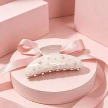 Fermaglio per capelli a forma di fiocco in acrilico rosa con strass 3D, fermaglio per capelli con stile da ballerina, adatto per pettinature semi-raccolte, viaggi, compleanni - Rosa - Visualizzare 3