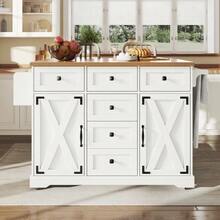 High-Quality Kitchen Island, Multifunctional Serving Cart With Wood Finish And Ample Storage Space, Mobile Sideboard, Kitchen Cart For Dining Room, Living Room, Kitchen, Black Color. - White - View 4