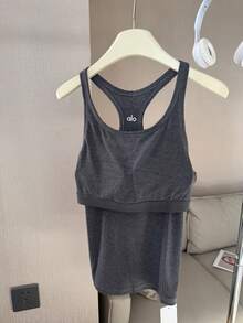 Alo Yoga Women's Summer Racerback Bra With Padded Chest And Beautiful Back For Sports Fitness Yoga Top - màu đen - Xem 8