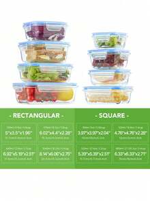 16PCS Stück mikrowellengeeigneter Glasbehälter zum Aufwärmen für Büroarbeiter, Lunchbox für den Kühlschrank und große Frischhalteboxen mit Reis- und Mahlzeitenboxen, Küche, - Übersicht 2