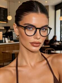1 pieza de gafas unisex informales de playa estilo retro cuadradas Y2K - Negro - Ver 5