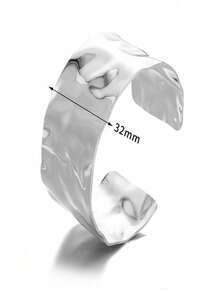 1 chiếc vòng tay hở bằng thép không gỉ mạ bạch kim 18K, thiết kế lồi lõm, thích hợp cho tiệc tùng, hẹn hò, hoặc đeo đi làm. - Nhiều màu - Xem 3