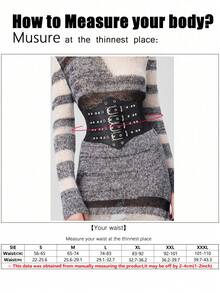 1pc Women's Black Street Style Wrap Waist Elastic Waist Band, Suitable For Halloween Party, Gathering Or Daily Commute Outfit - Black - View 8
