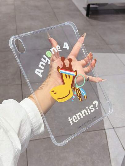 Ốp máy tính bảng trong suốt Paul Frank được cấp phép chính thức, họa tiết hươu cao cổ chơi tennis hoạt hình, ốp máy tính bảng mới, thích hợp làm quà tặng ngày lễ, sử dụng khi đi làm và thiết kế chống rơi vỡ chất lượng cao hàng ngày.