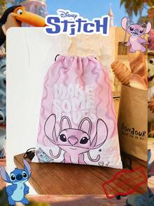 1 Ba lô dây rút in hình Stitch/Thiên thần của Disney, chất liệu nylon nhẹ, thích hợp cho thể thao, du lịch, tập thể dục, phụ kiện thời trang, dành cho nữ/bé gái/thanh thiếu niên/người trẻ tuổi, dùng cho trường học, thể thao, du lịch, sử dụng hàng ngày. - Nhiều màu - Xem 13