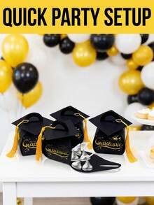 Elegant Graduation Cap Gift Box With Fashion Tassel Candy Box, Unisex, Neat Foldable Small Gift Bag, Graduation Party Supplies, 2026 Graduation Party Decorations, Graduation Party Essentials - Multicolor - View 5