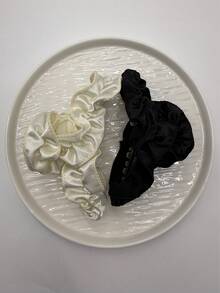1个高级缎面大号褶皱发夹，适合浓密头发，枕部发饰，秋季配饰，女士穿搭配饰，女士日常发饰，夏季沙滩抓夹，度假发夹 - 彩色 - 查看 9