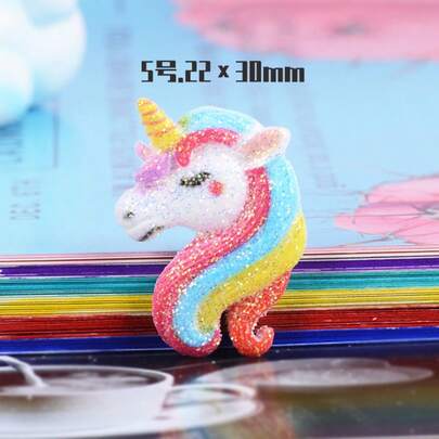 Glitter Unicorn Resin Charms, Flatback Cabochons For DIY Crafts, Phone Case Decoration, Hair Accessories Making Supplies