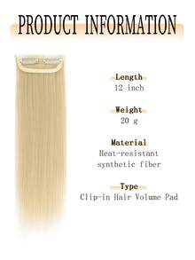 1pc 12Inch Invisible Seamless Synthetic Hair Pads Clip In One Piece Increase Hair Volume Hair Extensions Top Side Cover Hairpiece - Multicolor - View 4