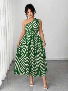 Vestido maxi de punto con estampado floral azul y blanco para mujer de talla grande, adecuado para volver al colegio, graduación, San Valentín, festival de música, Día de la Madre, Halloween, Acción de Gracias, Pascua, Baile de graduación, citas, temporada de bodas, viajes al aire libre - Verde - Ver 4