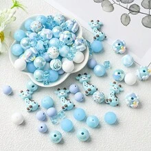 24颗可爱长颈鹿3D硅胶珠套装，DIY创意手工手链、项链、包包挂饰和工艺品 - 彩色 - 查看 8