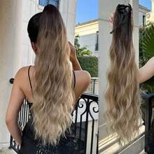 24 Inch European And American Style Drawstring Wavy Fiber Ponytail Hair Extension For Women, Everyday Wear - Multicolor - View 1