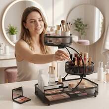 3-Tier Metal Bathroom Organizer With Spray Bottle | With Hooks - A Space-Saving Countertop Organizer For Cosmetics, Skincare And Toiletries | Rust-Resistant Diamond Mesh Design | Sturdy And Durable, Suitable For Dressing Tables, Bathrooms, Wardrobes And Kitchens. - Trắng - Xem 4
