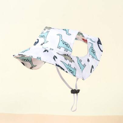 1pc Cute Polyester Wind-Resistant Sun Hat, Ear-Exposed Design, Anti-Shedding, Adjustable Sun Protection, Suitable For Small Pet Dogs To Wear Outdoors All Year Round