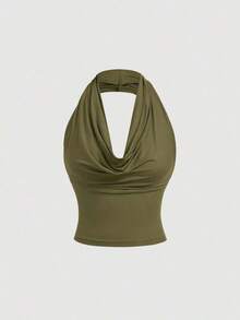 Camiseta de mujer versátil y ajustada - Verde militar - Ver 2