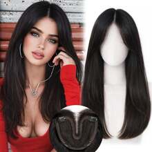 20 Inch Women Thin Hair Synthetic Hair Topper, 360° 3D Clip-In Hair Topper, Straight Hair Layered Topper For Natural Volume - Multicolor - View 10