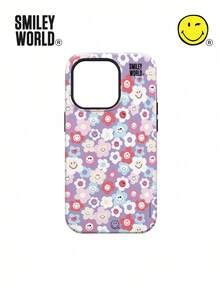 Smiley World SmileyWorld® | 1 件装减震全包覆 TPU+PC 材质双层手机壳，笑脸花朵爱心图案，UV 印刷，兼容 17、16、15、14、13、12、11 Pro Max，适合作为节日礼物、日常通勤使用，防摔高品质设计 - 彩色 - 查看 3