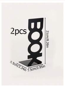 2Pcs/Set Creative Letter Pattern Iron Bookend, Minimalist Aesthetic Metal Desktop Organizer, Premium Solid Iron Material, Anti-Slip Stable Bottom Design, Hollow Out Letter Art Shape, Modern Nordic Simple Style, Sleek Monochrome Texture, Anti-Tilt Heavy Duty Structure, Rustproof Wear Resistant Details - Multicolor - View 6