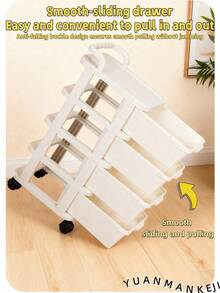 1pc Multi-Layer Transparent Plastic Drawer Storage Cabinet With Wheels, Rolling Organizer For Snacks Toys Cosmetics Jewelry, Home Office Bedroom Kitchen Storage Solution, Clear Stackable Container With Smooth Mobility, Space-Saving Shelving Unit For Various Items Organization And Display - Transparent - View 2