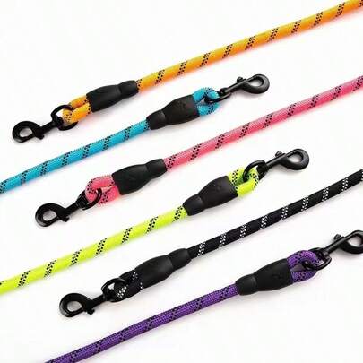 Pet Leash Universal Pet Reflective Nylon Material Anti-Burst Anti-Escape Foam Handle That Doesn't Hurt Your Hands Reflective Round Rope Comfortable And Firm Suitable For Outdoor Walks Travel Cat / Dog