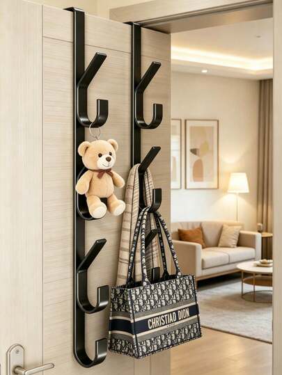 OBOVAY 1pc Over-The-Door Hook, Multifunctional Bathroom Door Hanger, Straight-Line Design Storage Hook, Can Be Used To Hang Towels, Clothes And Hats, Space-Saving, No Drilling Required, Convenient Storage, Suitable For Bedroom, Bathroom, Garage, Laundry Room, Shed, Kitchen And Hotel