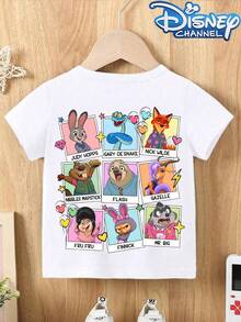 Disney Round-Neck Short-Sleeve T-Shirt With Zootopia Pattern, Designed For Infants And Toddlers. Suitable For Both Boys And Girls, It Is An Ideal Choice For Summer Wear. - Vitt - Visa 2
