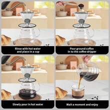Mongdio Pour Over Coffee Dripper, Stainless Steel Coffee Dripper, Reusable Metal Coffee Filter, Double Mesh Design Of Pour Over Coffee Maker With Removable Base, 1-2 Cups - ColorA - View 2