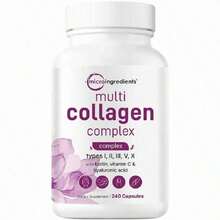 MicroIngredients Multi Collagen Pills For Women & Men, 240 Capsules| Type I, II, III, V, X| Hydrolyzed Peptides With Biotin, Hyaluronic Acid, & Fat Soluble Vitamin C Complex|Non-GMO, Filler Free Vitamins Supplements Chlorophyll Creatina Monohidratada Vitamins Probiotics For Women Protein Powder Quick Ship Items  Creatina Colageno - 240粒膠囊 - 查看 9