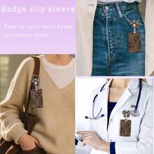 1pc (Badge Clip + Lanyard + Card Holder) Leopard Bow ID Badge Holder, Shiny Badge Reel With Rotating Clip, Nurse Name Card Holder With Retractable Clip, Medical Assistant Badge Buddy, Bus/Access Card Protector, Vertical Push-In Style Card Holder With Lanyard, For Doctors, Teachers, Office Workers, Nurses, Nurse Office Supplies Gift - Leopard Print - View 3