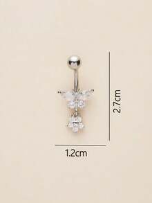 1 chiếc khuyên rốn hình bướm và hoa đính đá Zirconia, thích hợp cho nữ giới đeo hàng ngày. - khuyên rốn - Xem 2