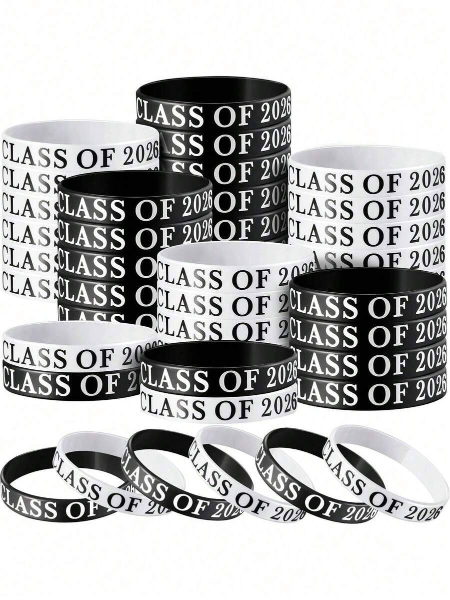 20 pièces/10 pièces Bracelets en silicone pour la célébration de la remise des diplômes 2026 - Cadeaux de fête de remise des diplômes, Bracelets en silicone de félicitations pour la remise des diplômes 2026, Bracelets thème enseignant pour la remise des diplômes, Bracelets en silicone pour la célébration de la remise des diplômes (couleurs mélangées au hasard) - Bracelet de remise de diplôme - Voir 1