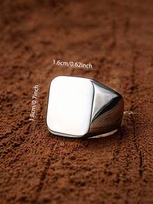 MONALLY Classic Square Plain Band Ring For Men Stainless Steel Chunky Hypoallergenic Tarnish Resistant Ring For Party Daily Hip Hop Style Great Gift Jewelry - Glossy Ring - View 5