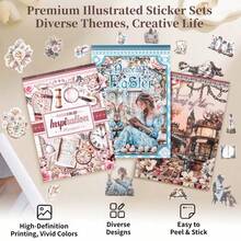 20Sheets Large Size Inspiration Sticker Book Waterproof Dual-Material Clock Butterfly Flower Washi PET Stickers Set For Scrapbooking Decoration - 20 Photos - View 1