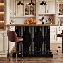 Tribesigns 63" Bar Table, Sturdy Modern Counter Height Pub Table With 2-Tier Storage Shelf And Metal Footrest, Rectangular Wood Home Bar Unit For Kitchen, Living Room, Black - 質樸的棕色和黑色 - 查看 6