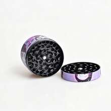 1個 50mm 紫色卡通塗鴉金屬研磨器，4層齒設計，獨特酷炫桌面研磨工具，抽菸配件 - 查看 7