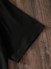 Camiseta de cuello redondo estampada para niñas - Negro 1 - Ver 4