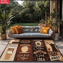 Coffee Print Pattern Mat Set, Polyester Non-Slip Rug, Suitable For Indoor/Outdoor Entrance, Kitchen, Laundry Room, Bathroom Floor Mat, Quick Dry - Multicolor - View 11