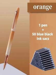 Set 51pcs/(1 Pulpen Logam + 50 Kartrid Tinta Isi Ulang) Pulpen Ballpoint Logam Warna Ombre, Tulisan Halus, Cocok untuk Menulis Sehari-hari, Latihan Kaligrafi, Desain Sederhana Namun Elegan, Kembali ke Sekolah - set 51 buah - View 15