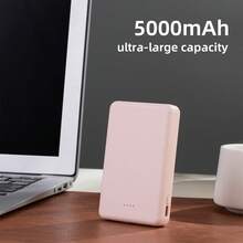 迷你便携式手机移动电源充电器5000mAh，输入Type-C，USB C座，4-USB输出内置Type-C线，Micro线，适用于iPhone线充电，USB-A输出接口，适用于iPhone等系列兼容市面上大多数电子产品 - 粉色 - 查看 8