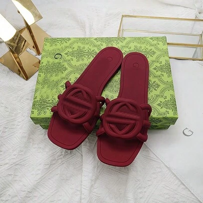 Women's Flat Sandals, Elegant Square-Toe Flip-Flops, Summer Non-Slip Soft-Soled Sandals, Beach Wear, Everyday Casual Slippers.