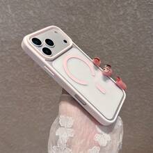 Minimalist Transparent Pink Acrylic Magnetic Phone Case, Compatible With IPhone 17 Pro Max/17 Pro/17/16 Pro Max/16/16 Pro/16 Plus/15/15 Pro Max/15 Pro/15 Plus/11/12/13/14 Pro Max/12 Pro/12 Pro Max/13 Pro/13 Pro Max/7 Plus/14 Pro/14 Pro Max Hard Shell - Pink - View 3