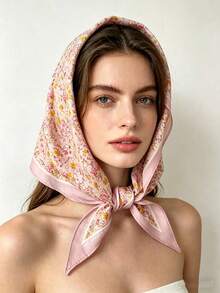 1 pièce Foulard/Écharpe de style champêtre chic floral, doux pour le printemps/l'été, la plage, les vacances - Multicolore - Voir 5