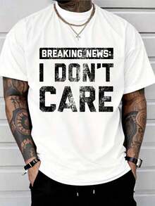 Short-Sleeve Funny T-Shirt PAYEAH Latest News L I Don't Care T-Shirt (Single Piece) Cotton Heavyweight Cotton T-Shirt 100% Cotton 100% Cotton - 白色的 - 查看 6