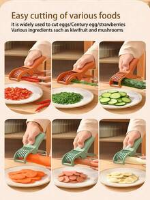 Stainless Steel Multi-Function Vegetable & Fruit Slicer, Suitable For Cucumber, Banana, Onion, Salad, Pepper Etc. Slices Quickly And Evenly, Dishwasher , Convenient And Practical For Home, Restaurant, Hotel, Stall, Essential Kitchen Tool, Cooking Utensil, Household Gift, Very Easy To Use, Highly Recommended!!! - Multicolor - View 4