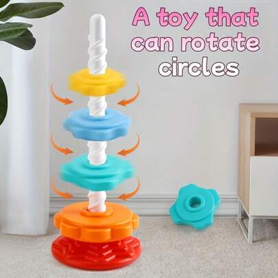 Rainbow Rotating Tower Toy, Rainbow Rotating Funnel Building Blocks, Early Education Intelligence Toy, Rainbow Tower Stacking Toy, Baby Learning Toy, Infant Rotating Stacking Toy, Rainbow Ring Stacking Toy, Montessori Toy. Suitable For Baby Boy/Girl Birthday Gift, Christmas Gift, Easter Gift, Halloween Gift, Children's Day Gift