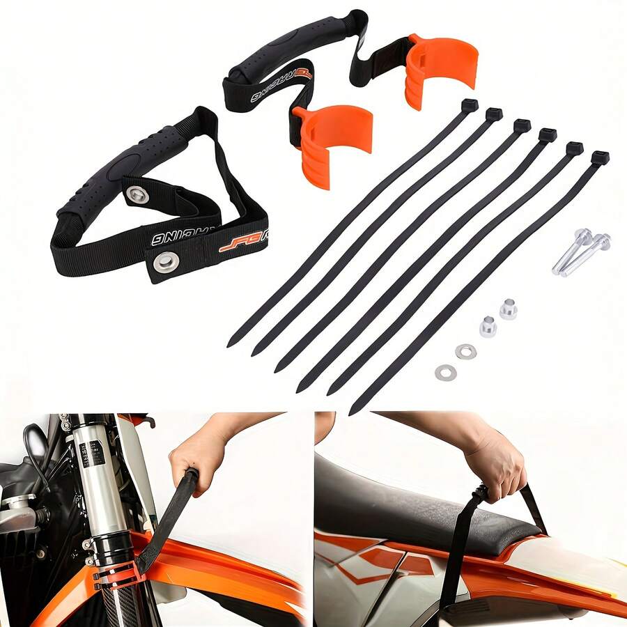 Correa de remolque para motocicleta de alta resistencia, cuerda de rescate delantera y trasera con asa, adecuada para motocicleta, motocross, motocicleta de campo a través - A - Ver 1