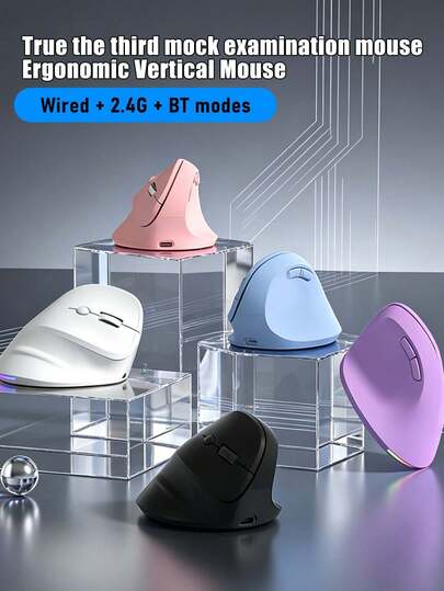 ¡Adiós ratón tradicional! Mouse vertical inalámbrico ergonómico en colores macaron, modo dual para diestros, 2.4G + BT 5.3, carga rápida tipo C, botones silenciosos + retroiluminación RGB, soporte de muñeca para oficina y juegos, milagro para portátil, escritorio y tableta