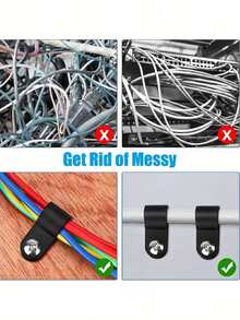 30pcs Black Nylon R-Type Cable Clips - Plastic P-Type Clips For Cable Management, Ideal For Wires And Bundling, Cable Tidy, Cable Organization, Fashionable Design, Sturdy - Black - View 3