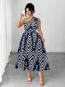 Vestido maxi de punto con estampado floral azul y blanco para mujer de talla grande, adecuado para volver al colegio, graduación, San Valentín, festival de música, Día de la Madre, Halloween, Acción de Gracias, Pascua, Baile de graduación, citas, temporada de bodas, viajes al aire libre - Azul marino 2 - Ver 5